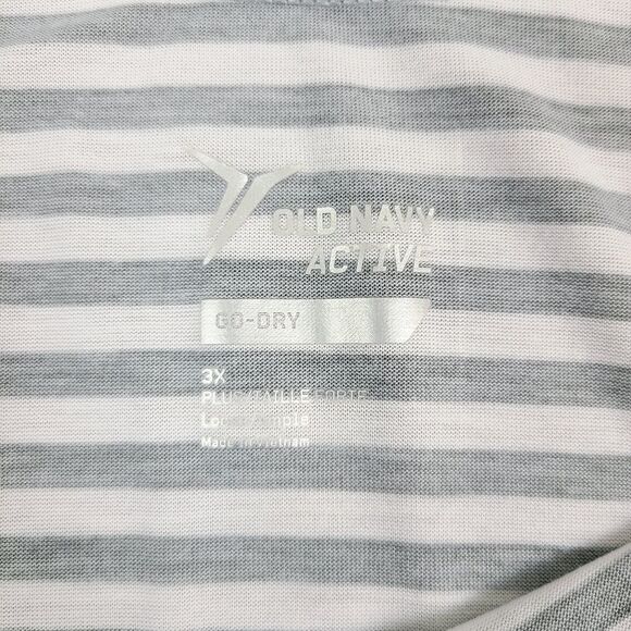 OLD navy active gray & white stripe long sleeve t-Shirt 3X - Picture 10 of 14